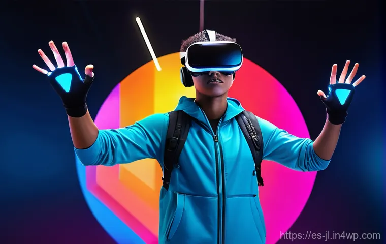 햅틱 인터페이스의 원리 및 기술적 기초 - **Prompt:** A young, diverse adult (gender-neutral, perhaps with a sleek haircut) is seated in a sun...
