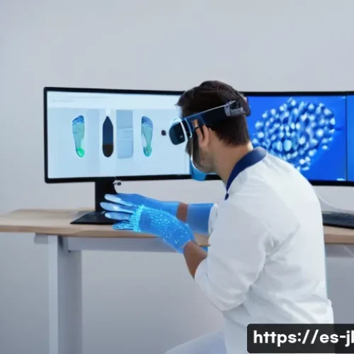 Home 30 햅틱 디바이스 비교 장단점 분석 - A modern workspace featuring a person wearing a sleek, lightweight haptic glove with force feedback ...